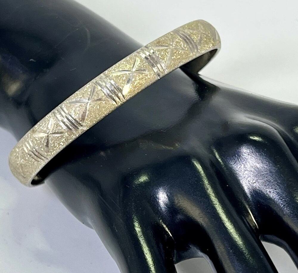 Vintage Sterling Silver 925 Signed Engraved Hinged Flexible Bracelet 7"
